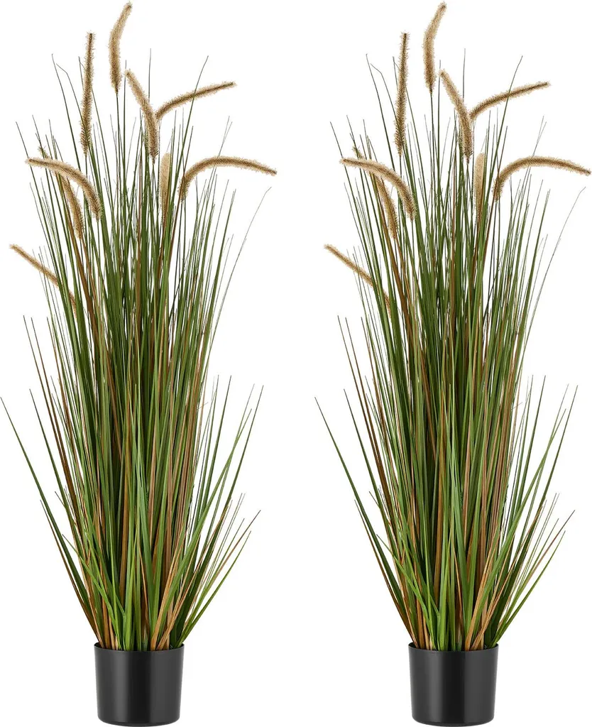 Plantes Artificielles Déco Bureau et Maison Lot de 2 Roseaux 119 cm
