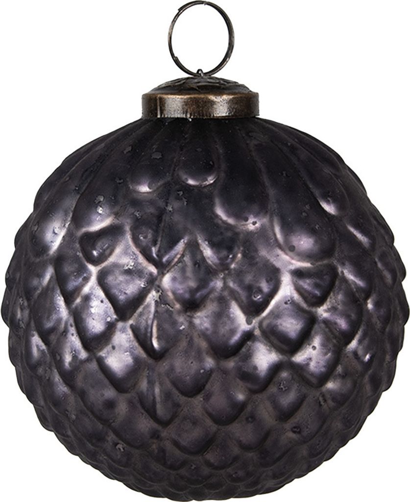 Clayre & Eef Weihnachtskugel Ø 10x10 cm Grau Glas