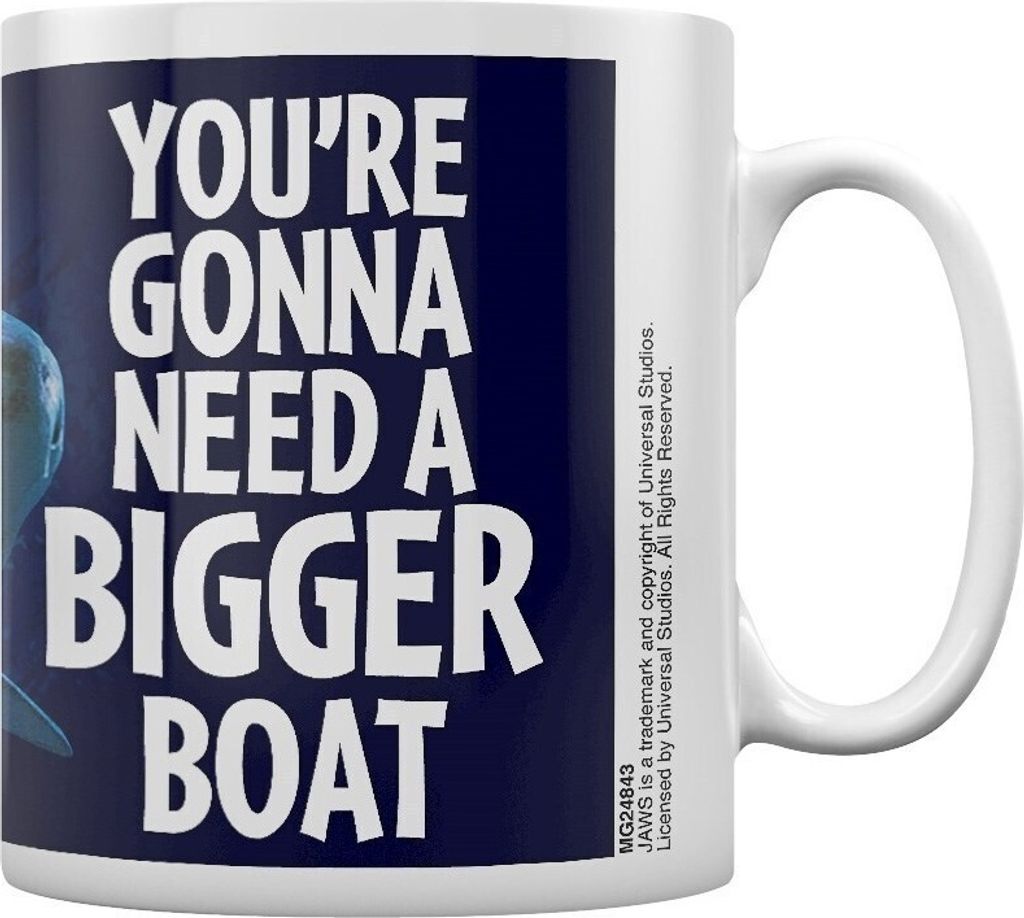 Jaws - Kaffeebecher "Bigger Boat" PM1788 (Einheitsgröße) (Blau/Weiß)