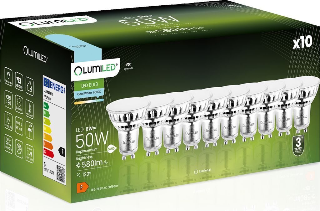 LUMILED GU10 LED Lampe 6W 580 Lm Leuchtmittel 6500K Produktbild 