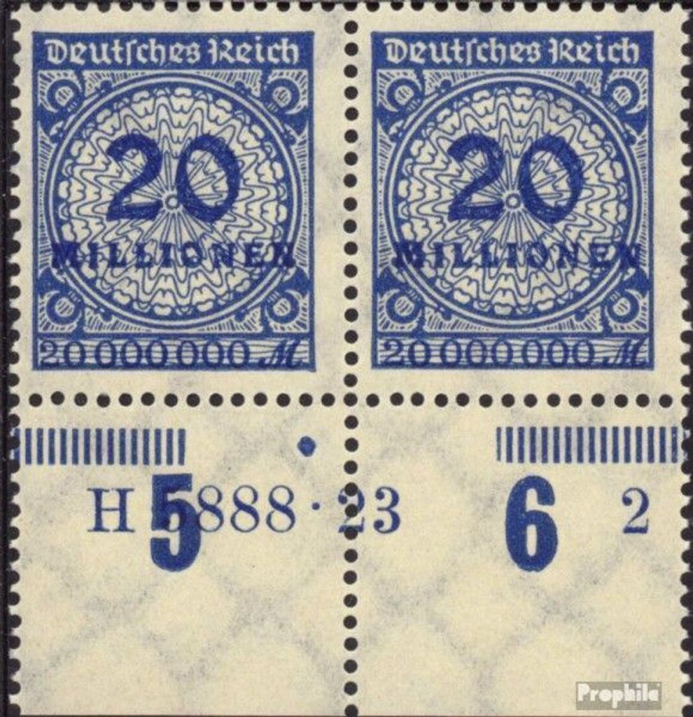 Briefmarken Deutsches Reich 1923 Mi 319A a HAN postfrisch Hochinflation/Rosettenmuster