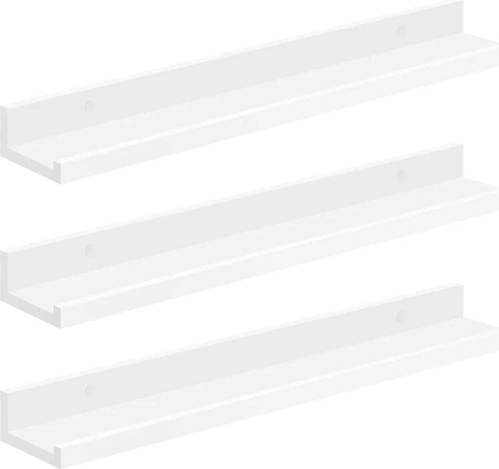 Lot de 3 étagères murales design blanc mat 80 cm avec fixation invisible
