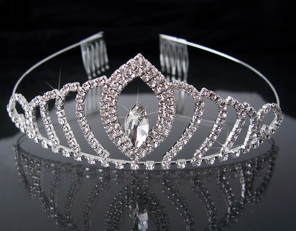 Prinzessin Tiara Krone Weiß - Kristall Diadem Für Hochzeit & Abschlussball