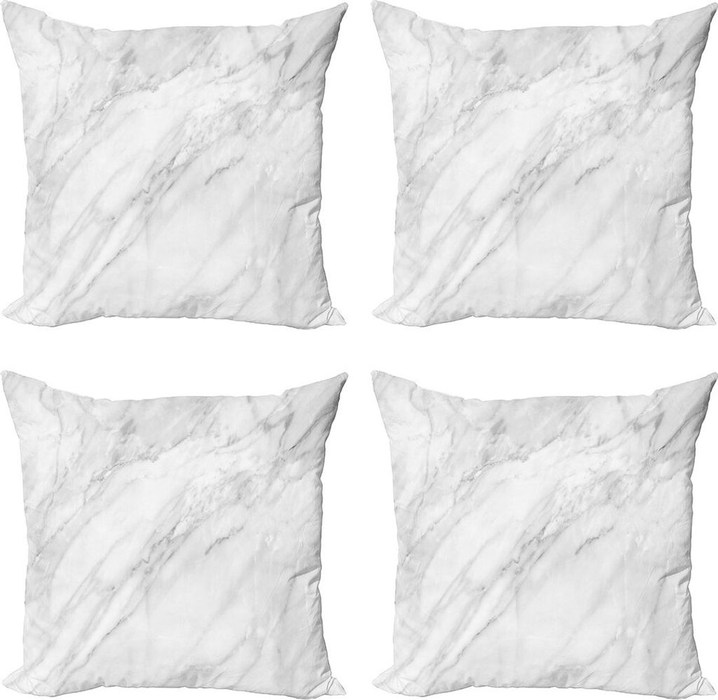 ABAKUHAUS Marmor Kissenbezug Set (4 Stück), Stained Monochrome Boden, Moderner Doppelseitiger Digitaldruck, 40 cm x 40 cm, Weiß Hellgrau