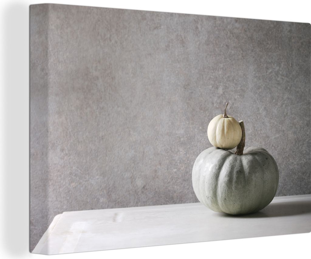 OneMillionCanvasses - Leinwandbilder - 140x90 cm, Minimalistische Herbstdekoration aus Kürbissen, Wandbilder Kunstdruck Wanddekoration