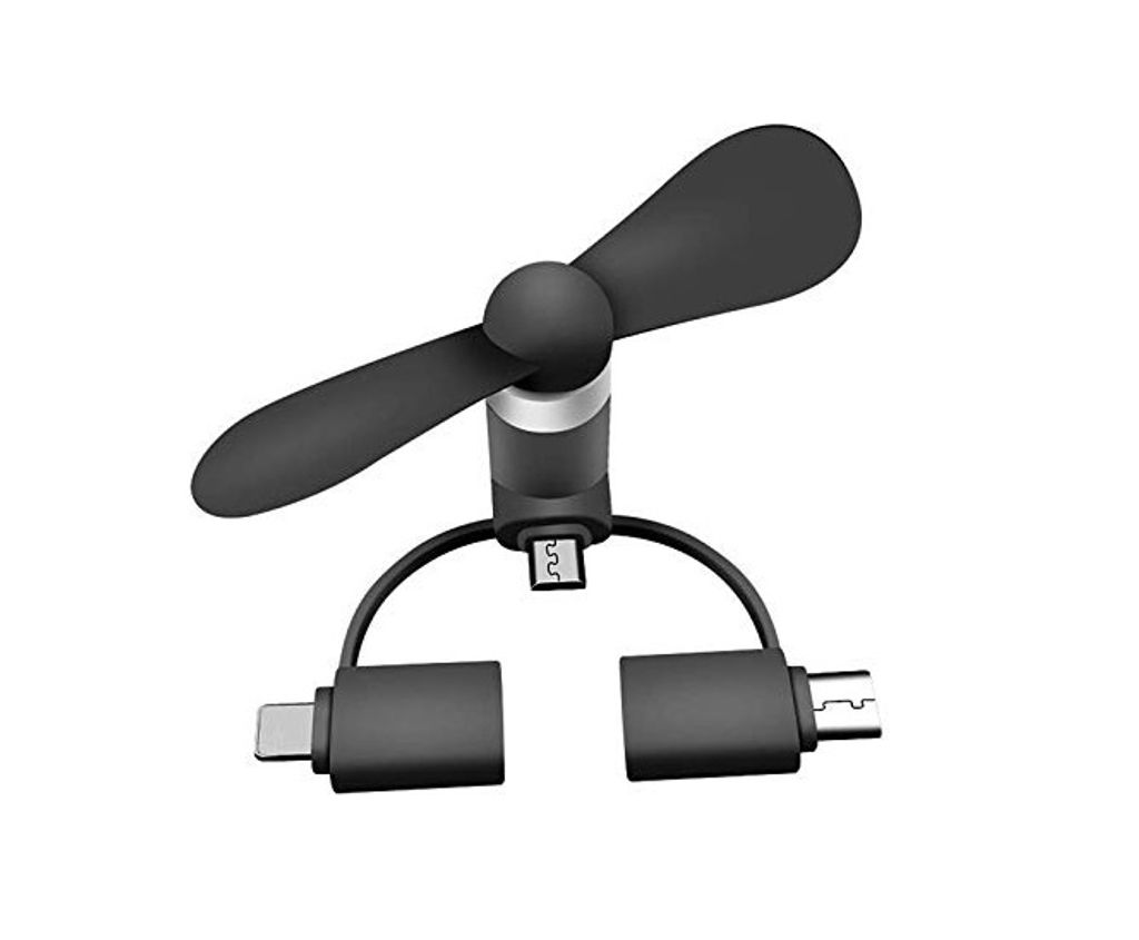 Smartphone Lüfter Micro USB Lightning USB-C Ventilator Fan schwarz für Handy 