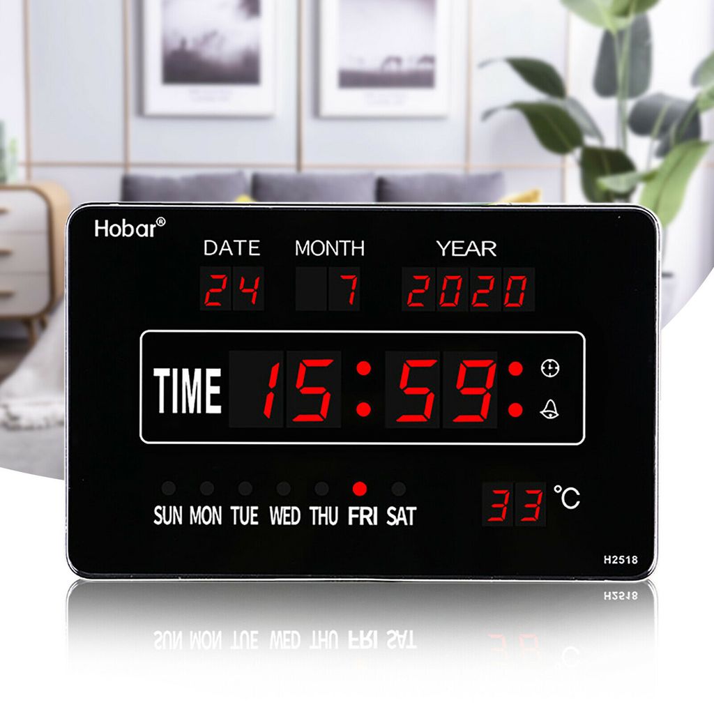 50Hz  Multi LED digital Wanduhr digital wall clock Mit Datum Temperatur 220V