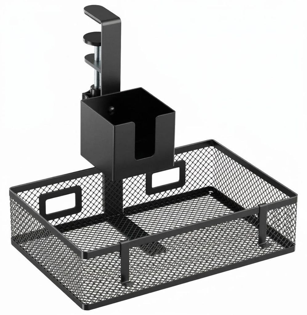 Drehbarer Kabelorganizer unter dem Schreibtisch Spacetronik SPB137B 3-in-1 schwarz