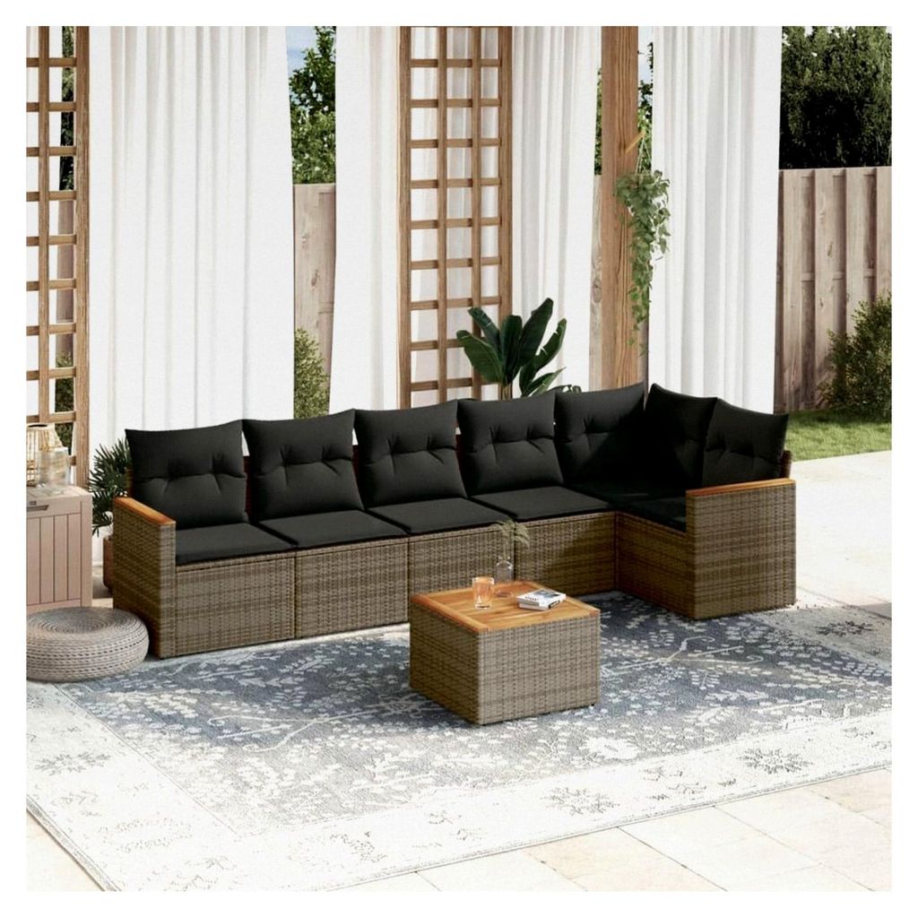 Gartenlounge für Balkon mit Stauraum, Rattan Sofa, Ecklounge, kleines Garten Lounge Sofa, Outdoor Sitzecke, Balkonmöbel