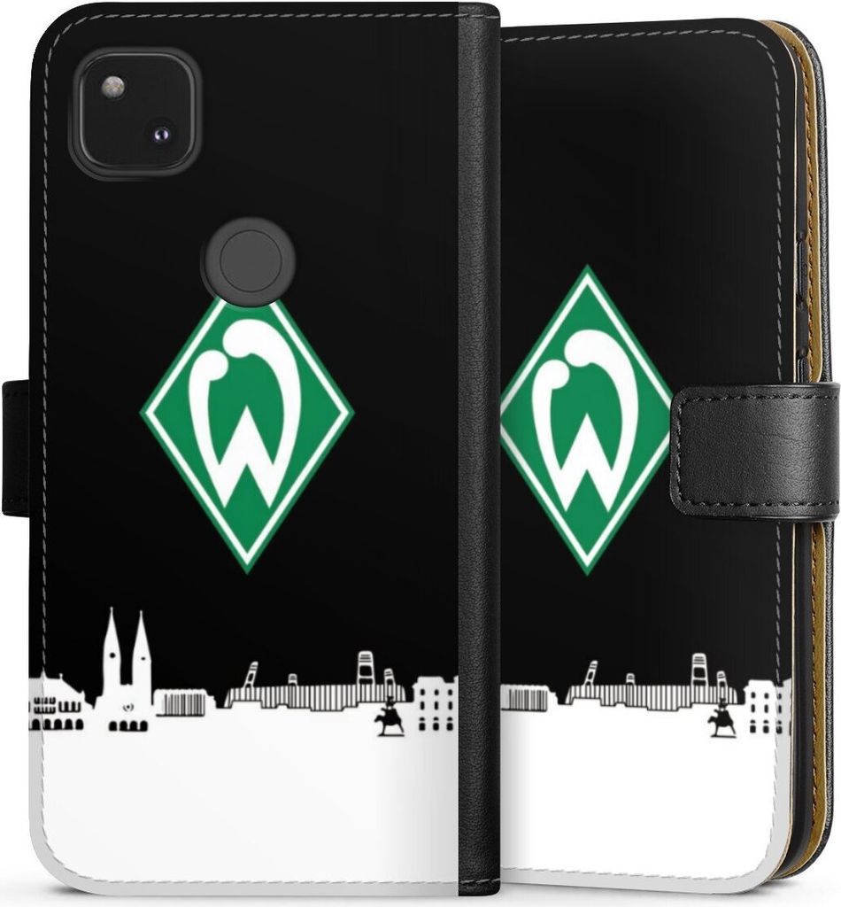 DeinDesign Klapphülle für Google Pixel 4a Handytasche Lederhülle Tasche Offizielles Lizenzprodukt SV Werder Bremen Skyline