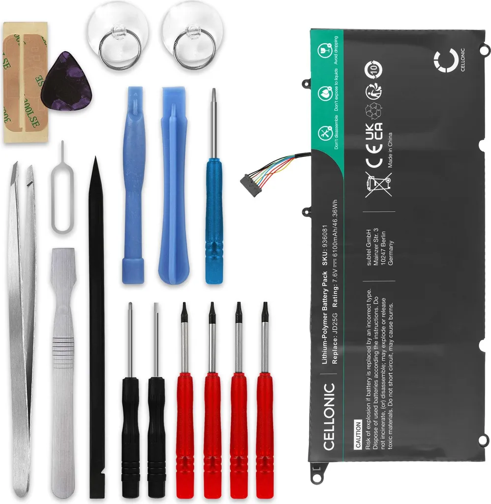 Batteria Potenziata 6100mAh per Dell XPS 13 9350 9343 | Kit Riparazione