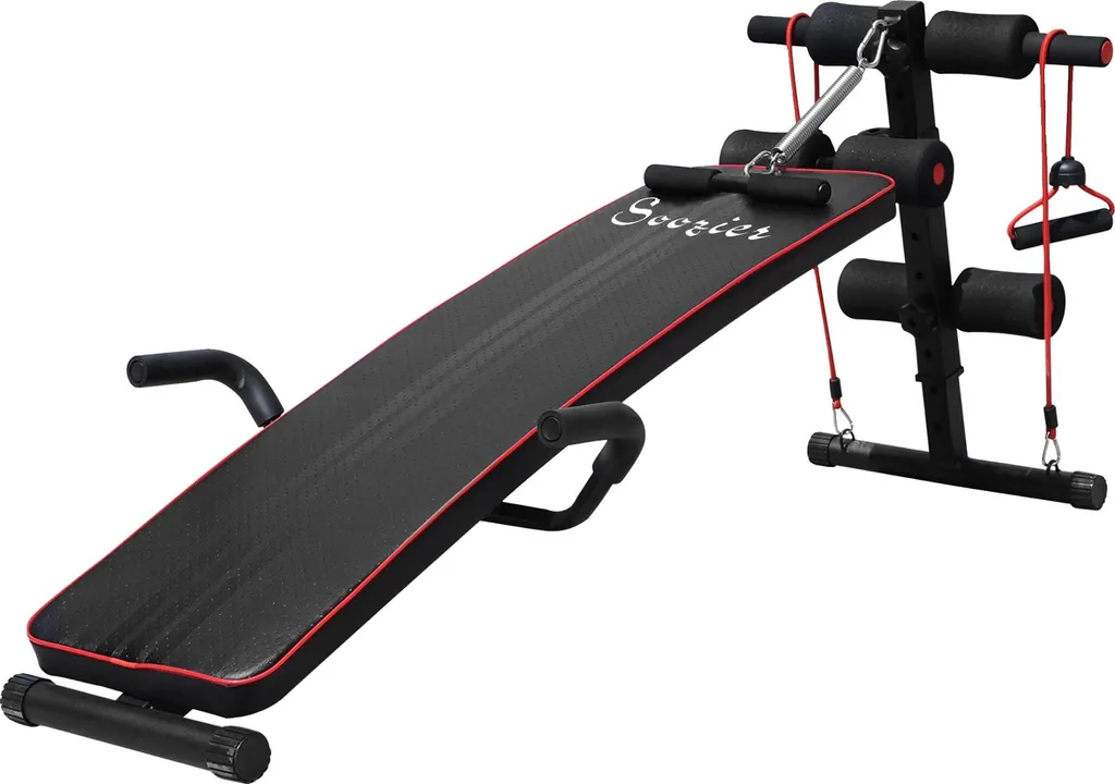 Banc de fitness pour abdominaux et musculation complète avec tendeurs