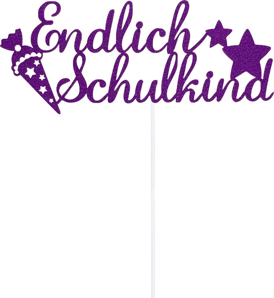 Oblique Unique Endlich Schulkind Torten Topper Glitzernd Produktbild 