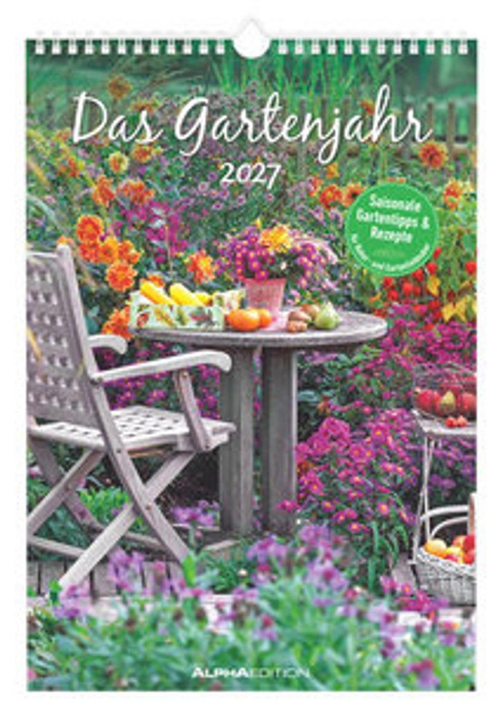 Gartenkalender Gartenjahr 2027 Küchenkalender mit Gartentipps, Rezepten, 23,7 x 34 cm