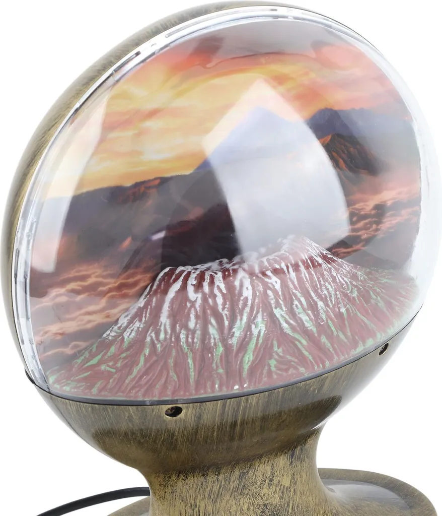 Lampe volcan décorative style rétro avec lave rouge et effet éruptif