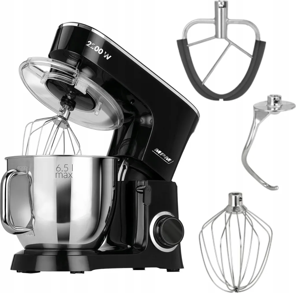 Robot pâtissier planétaire MPM MRK-19 noir de 2200W avec grand bol inox