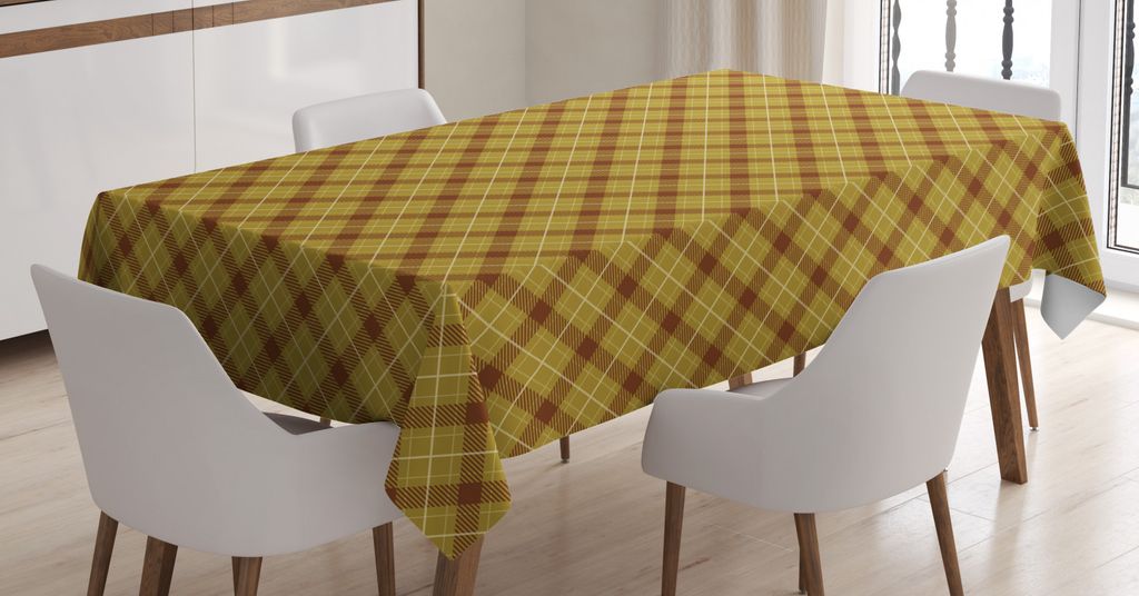 ABAKUHAUS Brown Plaid Tischdecke, Alt Checkered Theme, Wasserfest Waschbar mit Klar Sichtbaren Farben kein Verblassen Personalisiert, 140 x 240 cm,...