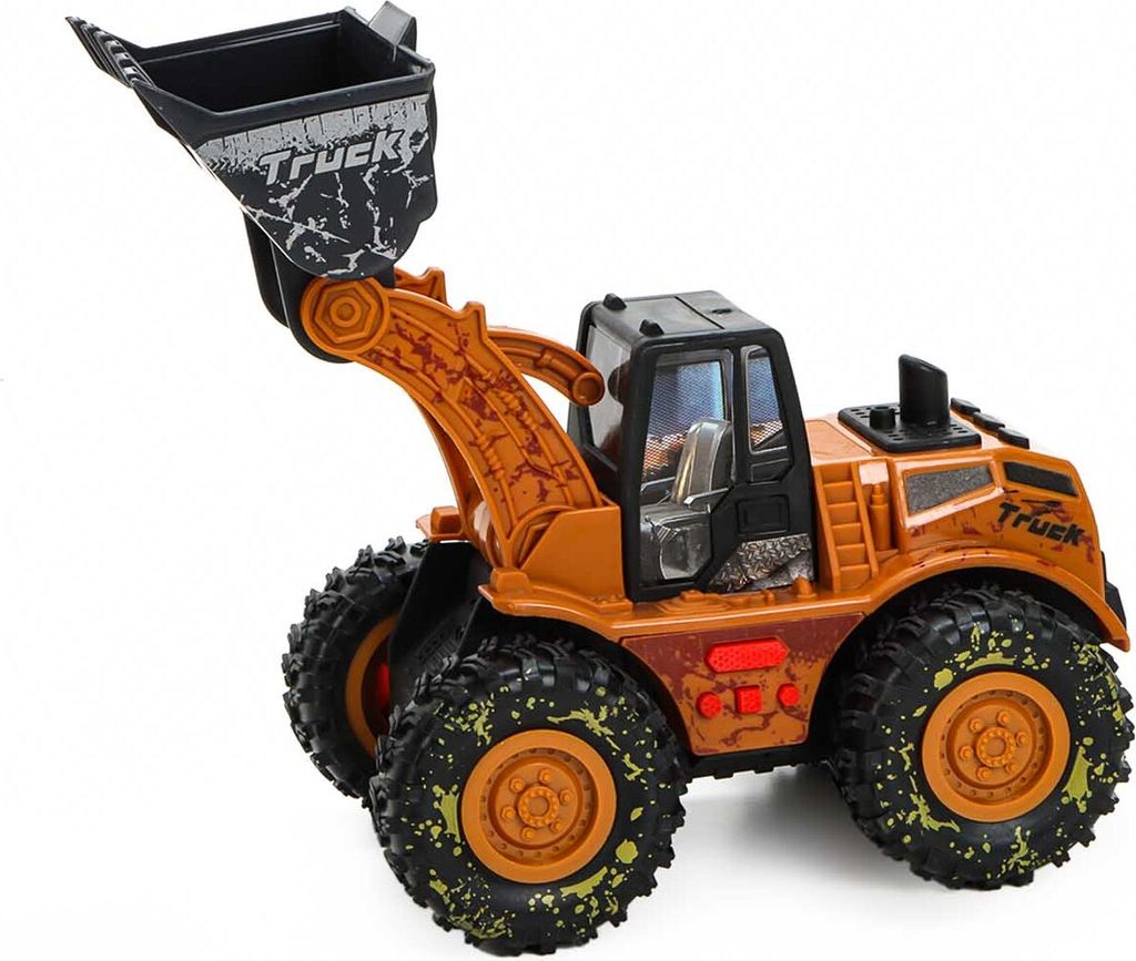 Spielzeug-Bagger mit Licht, Ton und Friktionsantrieb, Baggerschaufel höhenverstellbar, kippbar