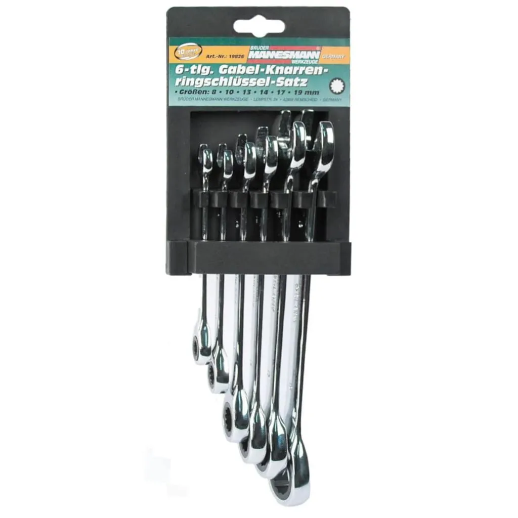 Clés à fourche à cliquet Mannesmann 6 pièces avec mécanisme 72 dents
