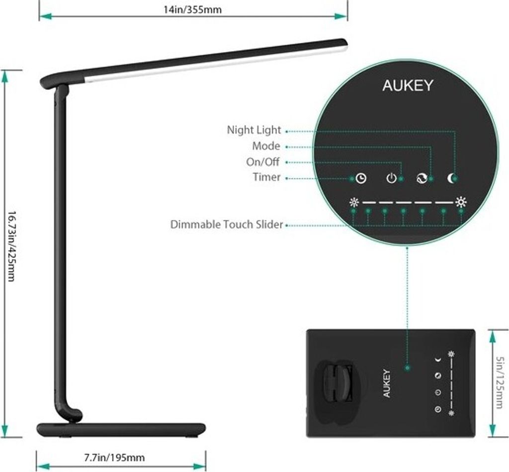 Aukey LT-T10 LED nočná lampa, stolová lampa s dotykovým Obrázok produktu 3