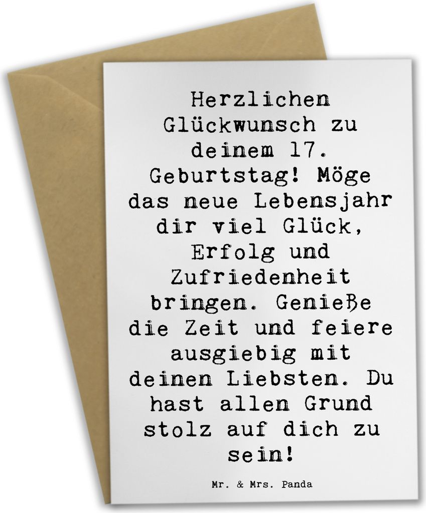 Mr. & Mrs. Panda Klappkarte Spruch 17. Geburtstag - Weiß - Geschenk, Jugend, hochzeitskarten, Happy Birthday, weihnachtskarten, feiern, Geburtstag...