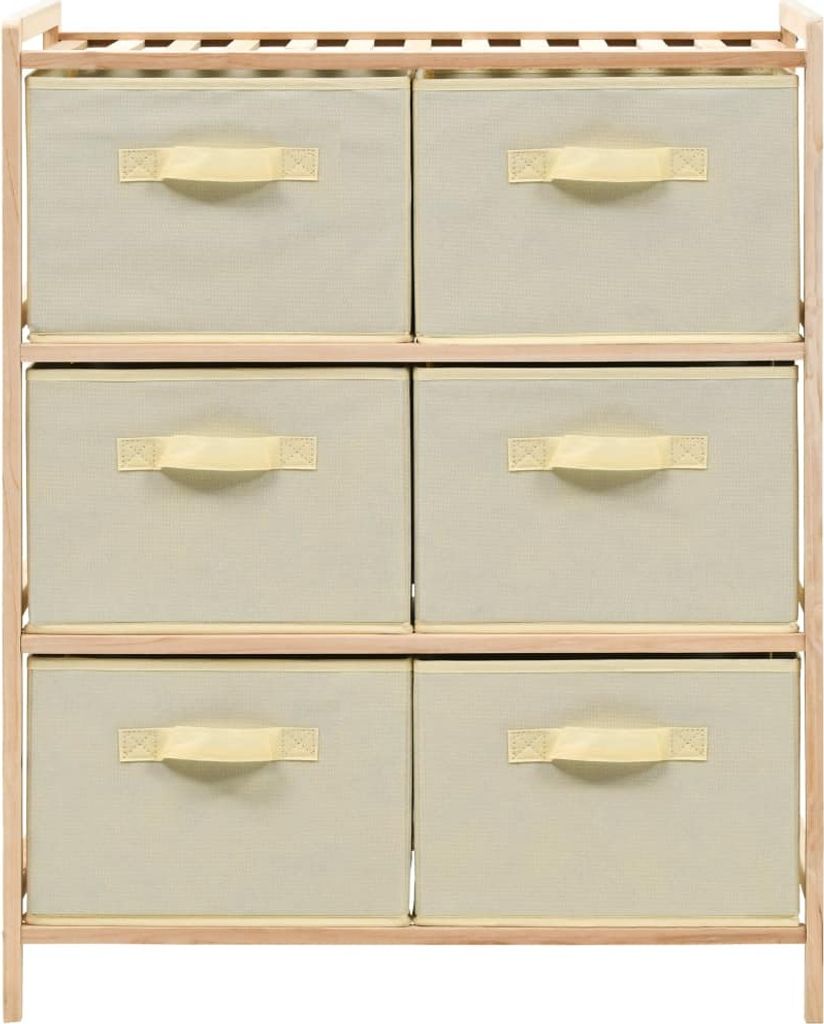 vidaXL Cassettiera in vimini con 6 cesti in tessuto Legno Immagine del prodotto 