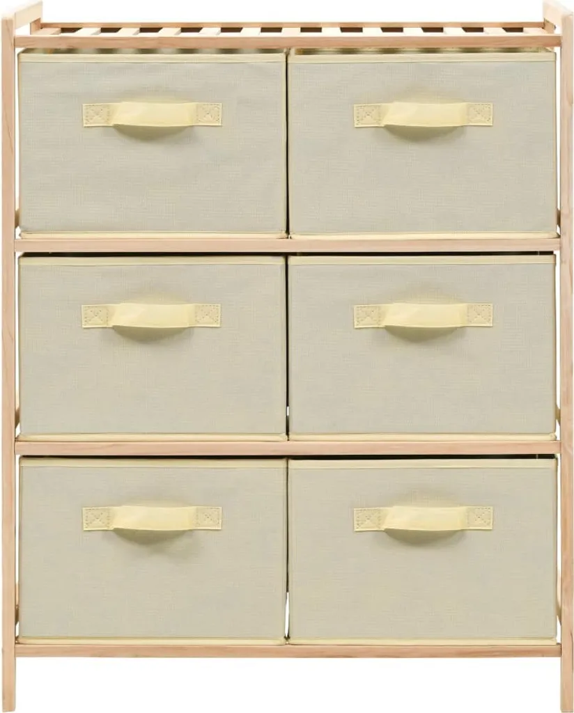 Rangement salle de bain ou chambre : Commode 6 paniers osier beige