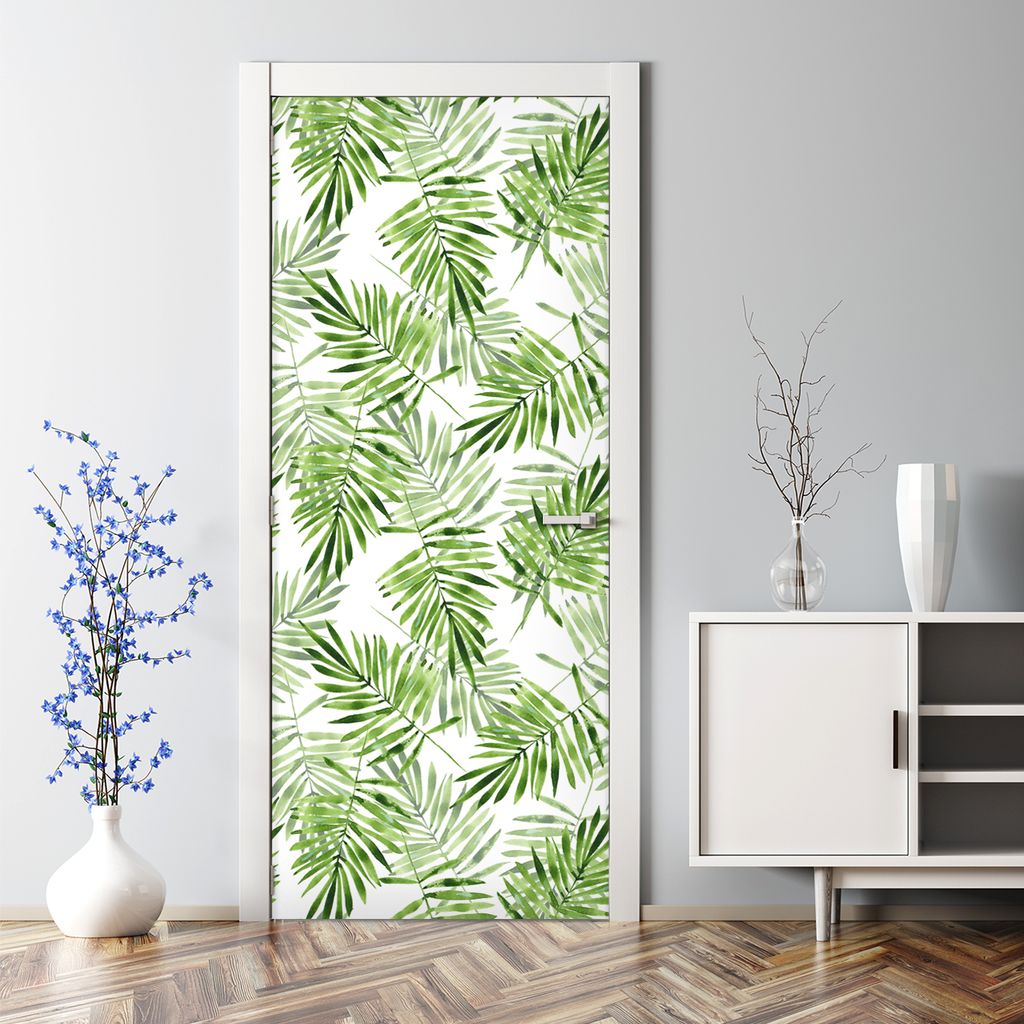 Dekorative Türtapete selbstklebend Türposter Tapete Türaufkleber Exotische Blätter 77 x 200 cm