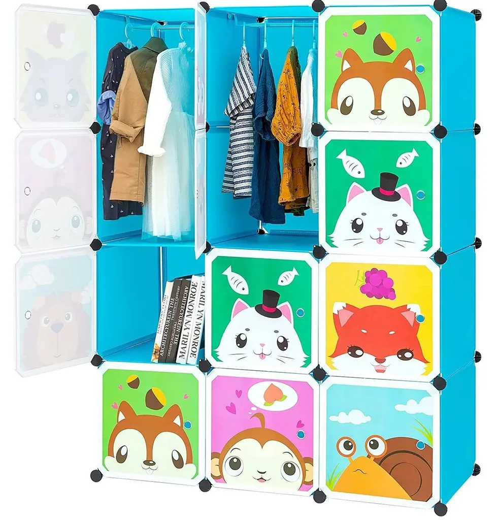 Armoire modulaire montage facile avec 12 cubes de rangement en métal