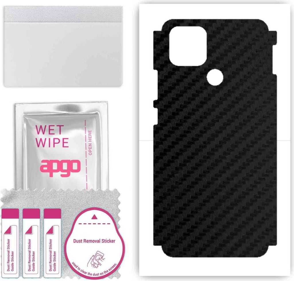 apgo Rückseite + Seiten Schutzfolie, Skin, kompatibel mit Oppo A15, Hinten Displayschutzfolie aus Vinylfolie, kratzfest, einfache Montage - Schwar...
