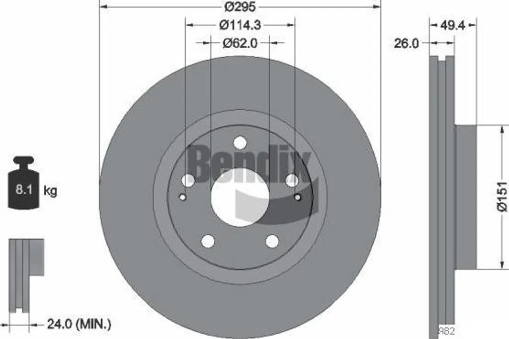 Bendix BDS1218 Disque de frein haute performance OE 4351205080 Toyota