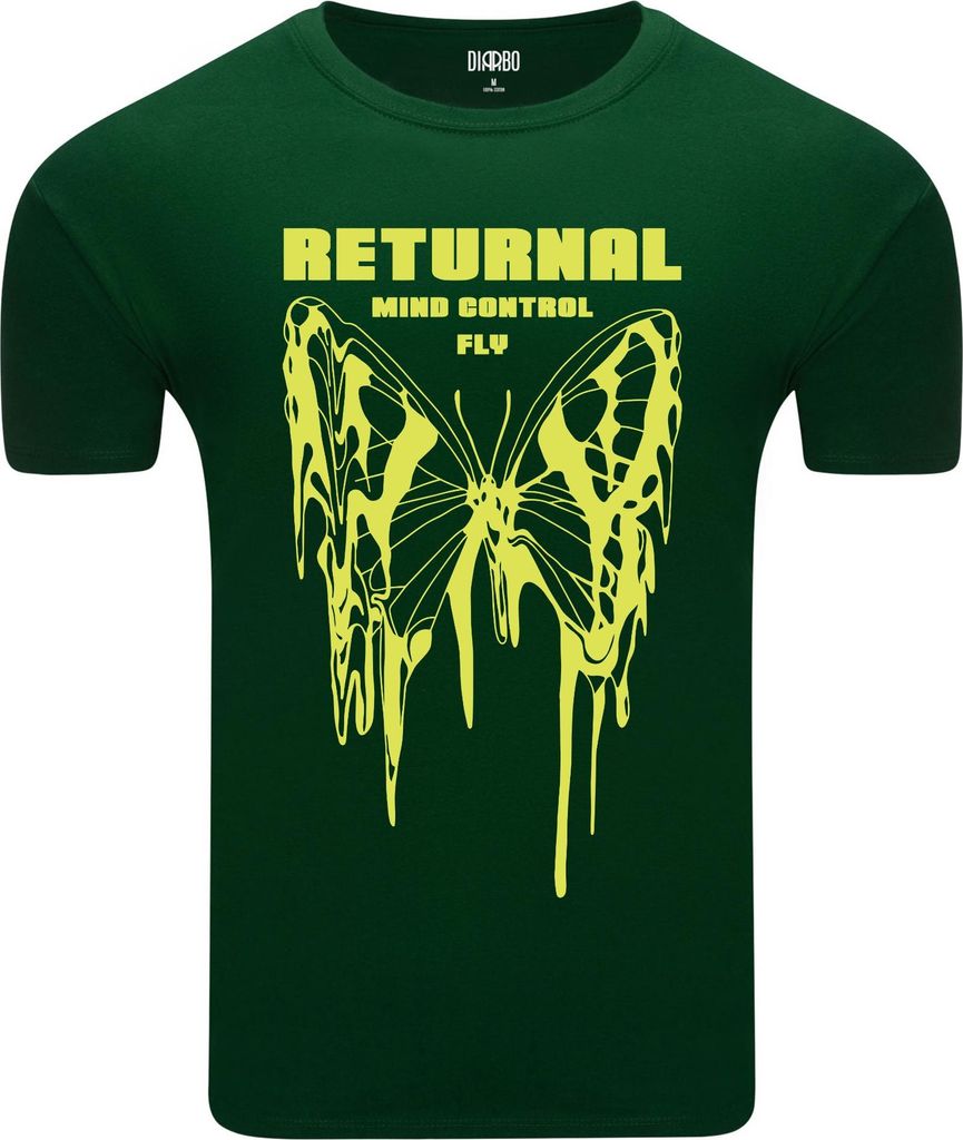 Diarbo Herren T-Shirt mit Abstraktem Druck Rückgabe Dunkelgrün Gr.M