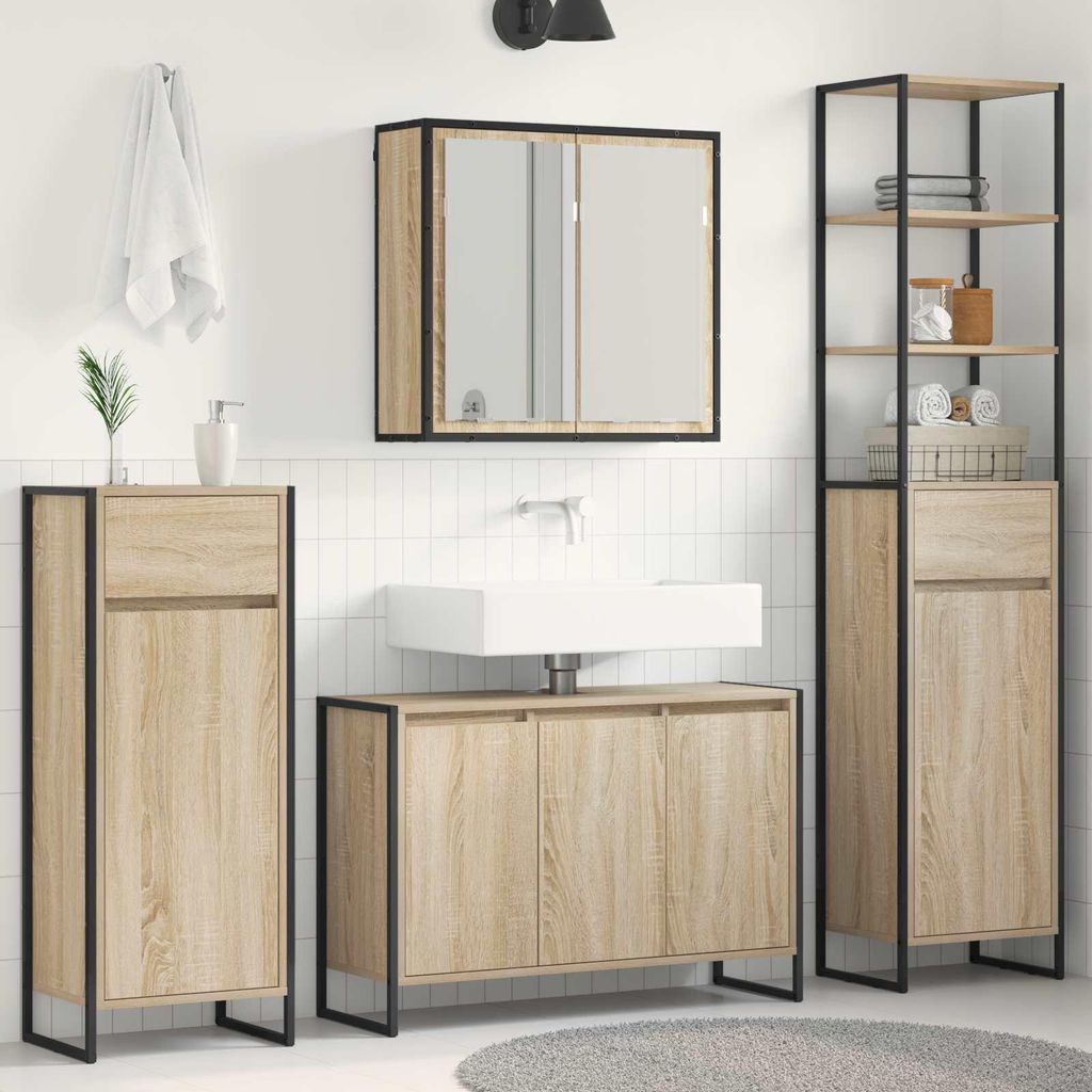 Maison Exclusive - Badezimmermöbel-Set mit Schubladen Sonoma-Eiche Holzwerkstoff
