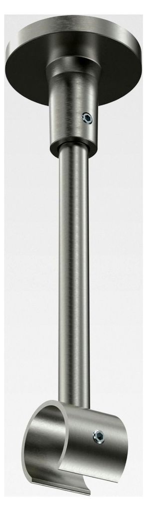 Deckenträger für Gardinenstangen Edelstahl-Optik 13 cm Abstand offen 1-läufig 20 mm Ø