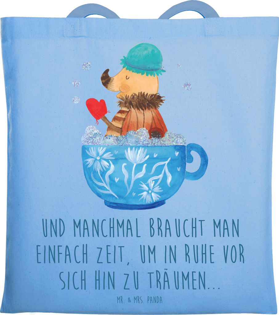 Mr. & Mrs. Panda Schultasche Nachtfalter Schaumbad - Sky Blue - Geschenk, Tasse, Tote Bag, Zeitmanagement, Bad, umhängebeutel, Baden, Laptoptasche...