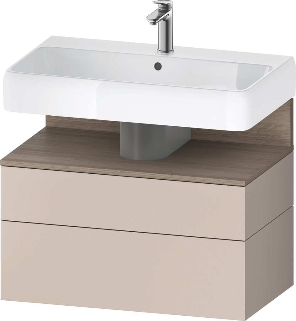 Duravit Qatego Waschtischunterbau, 1 Auszug und 1 Schublade, 790x470x590mm, Nische Eiche Terra, QA4394035910010