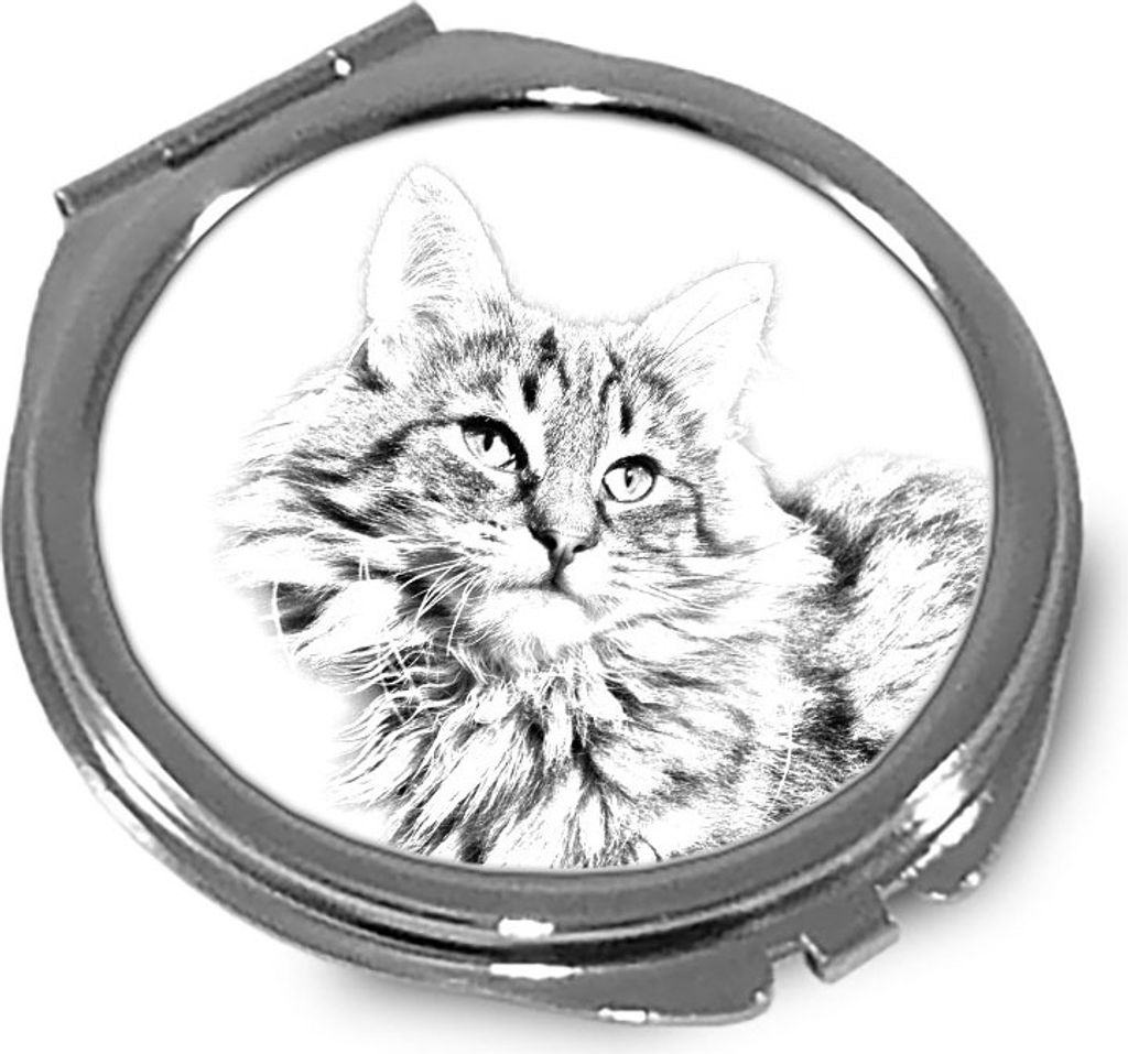 Norwegische Waldkatze - Taschenspiegel mit Katze, personalisierter Taschenspiegel, kompakter Spiegel mit Art-Dog-Logo