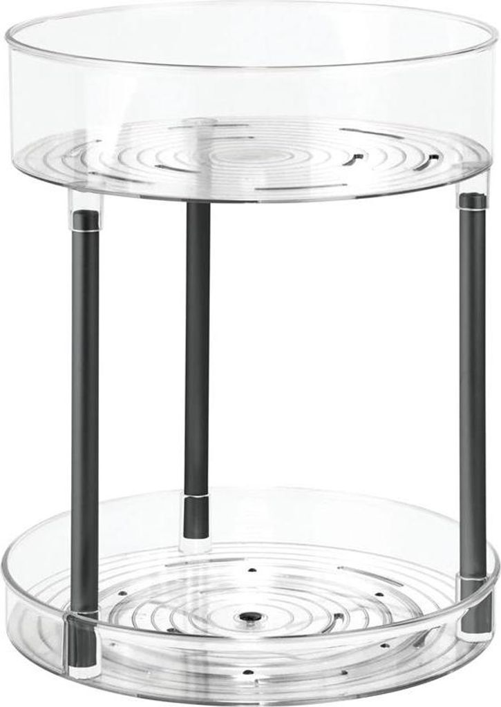 mDesign Organizer Ablage Regal Aufbewahrung drehbar 2 Etagen transparent/schwarz
