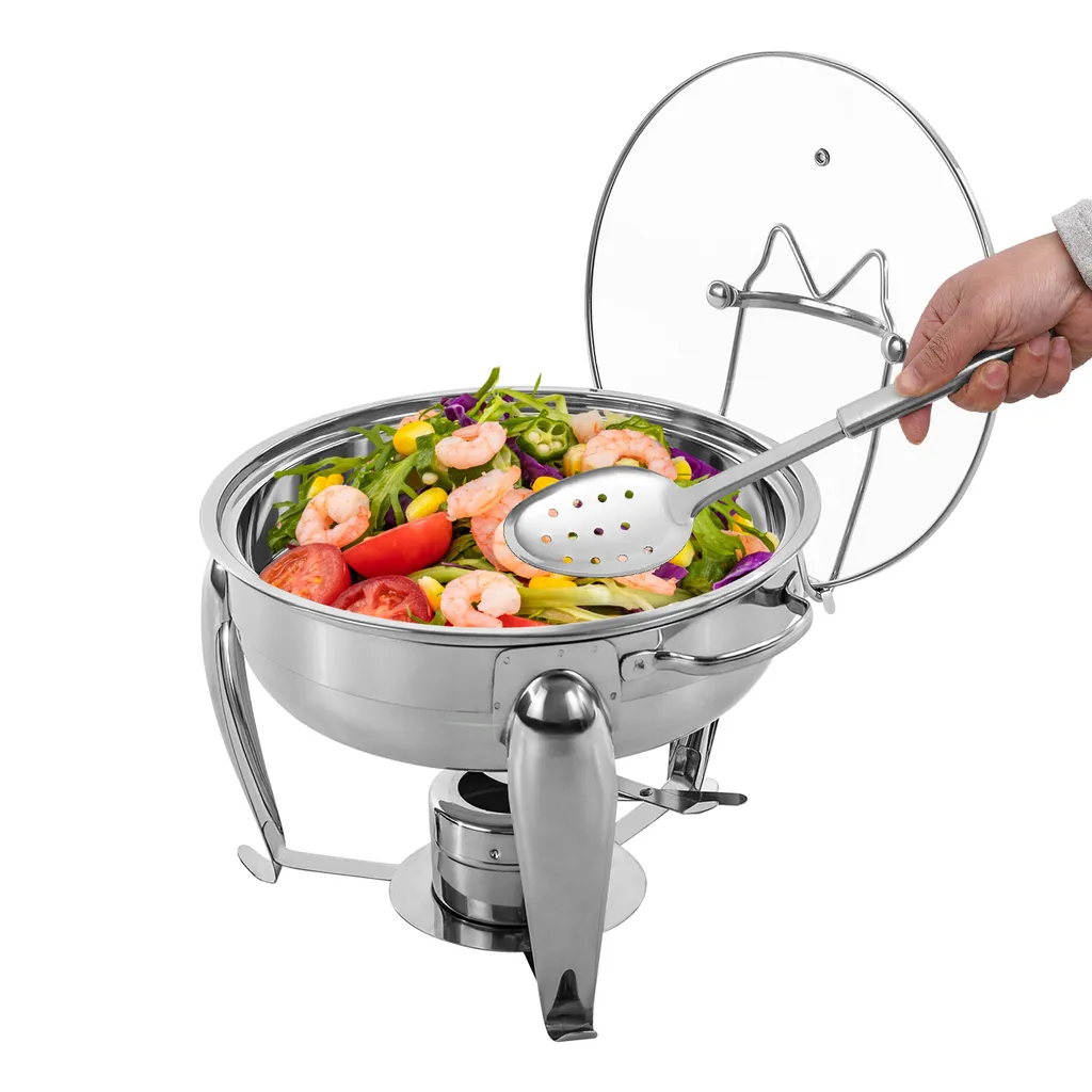 Chafing Dish en Acier Inoxydable Argent avec Couvercle de 4L - 14