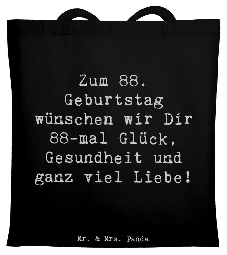 Mr. & Mrs. Panda Shopping Tasche Spruch 88. Geburtstag Glückwünsche - Schwarz - Geschenk, Laptoptasche, Geburtstagsgeschenk, Schultasche, Meilens...