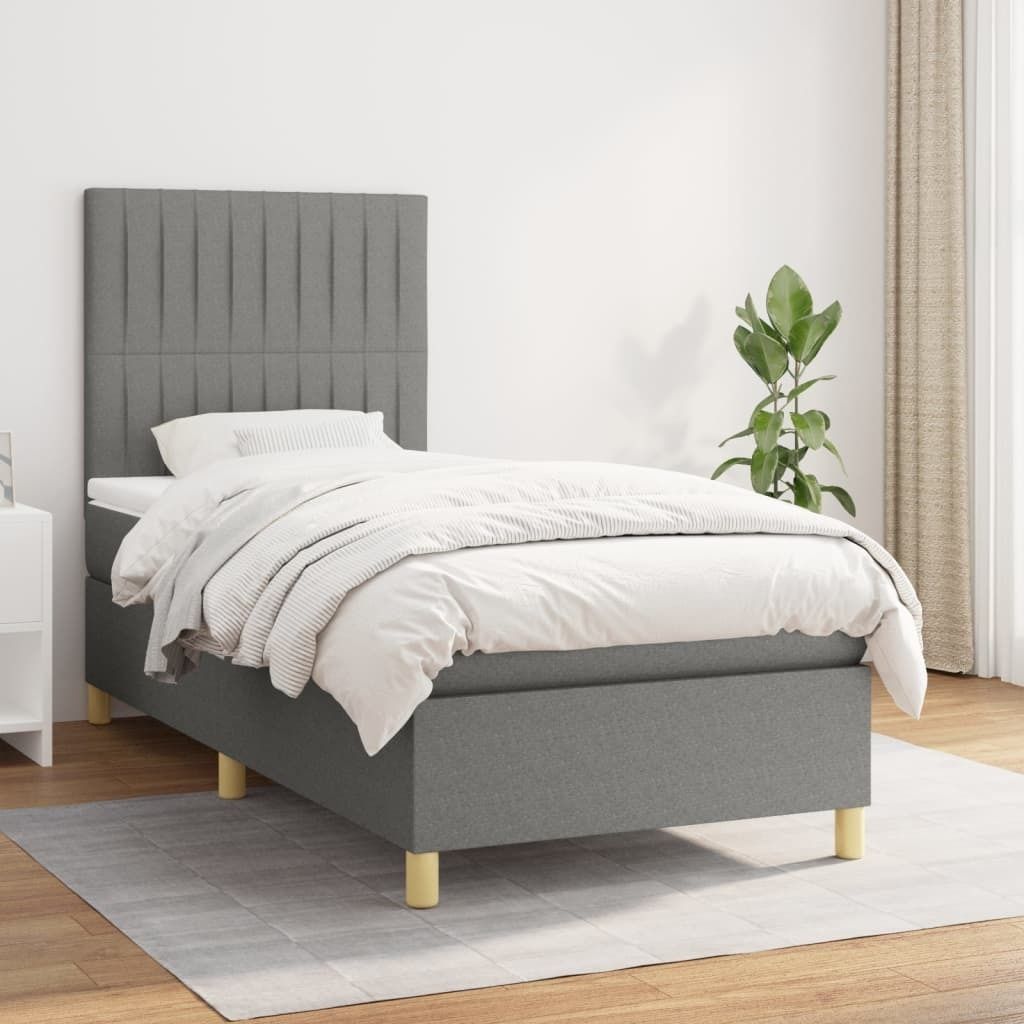 The Living Store Boxspringbett mit Matratze Dunkelgrau 90x190 cm Stoff
