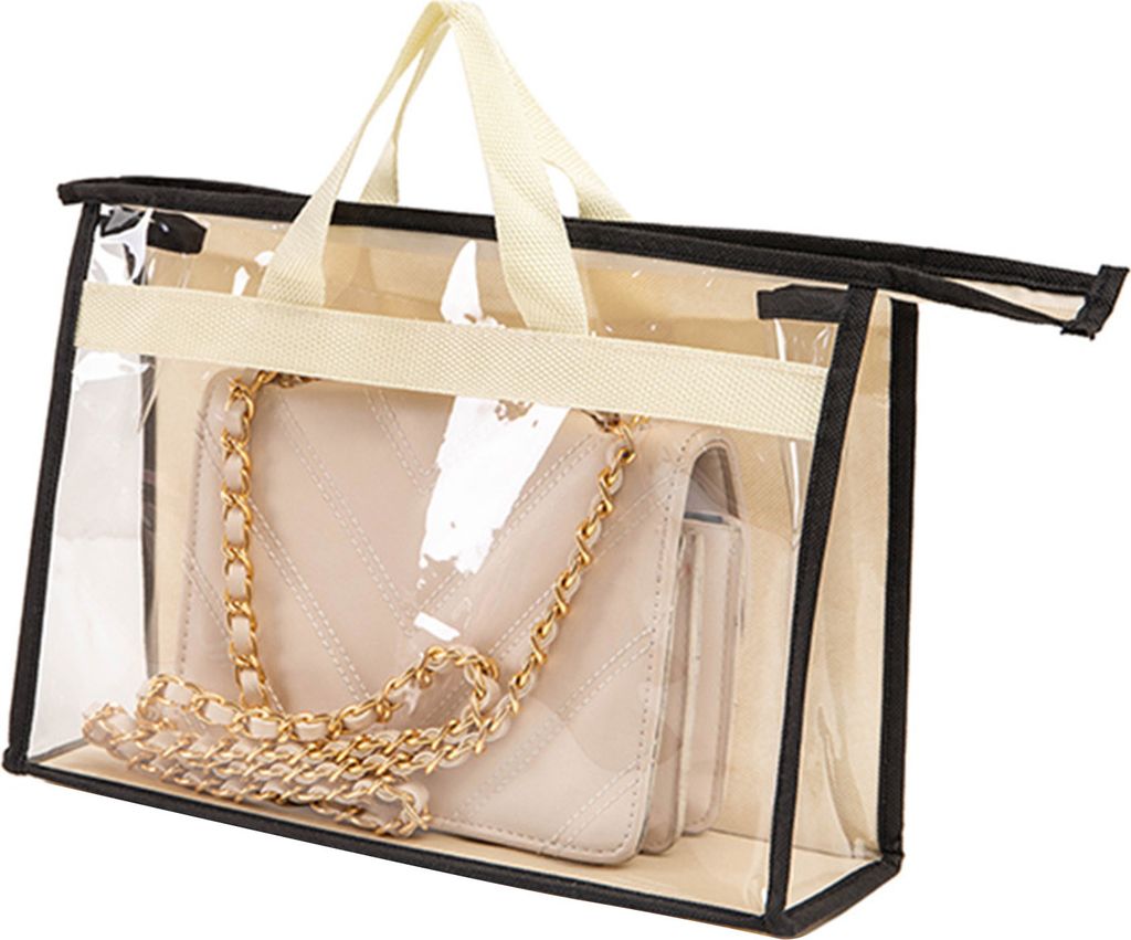 Handtaschen-Aufbewahrungs-Organizer, Staubbeutel, wasserdicht, transparentes Design, Reißverschluss, Geldbörsen-Aufbewahrungs-Organizer mit Griff