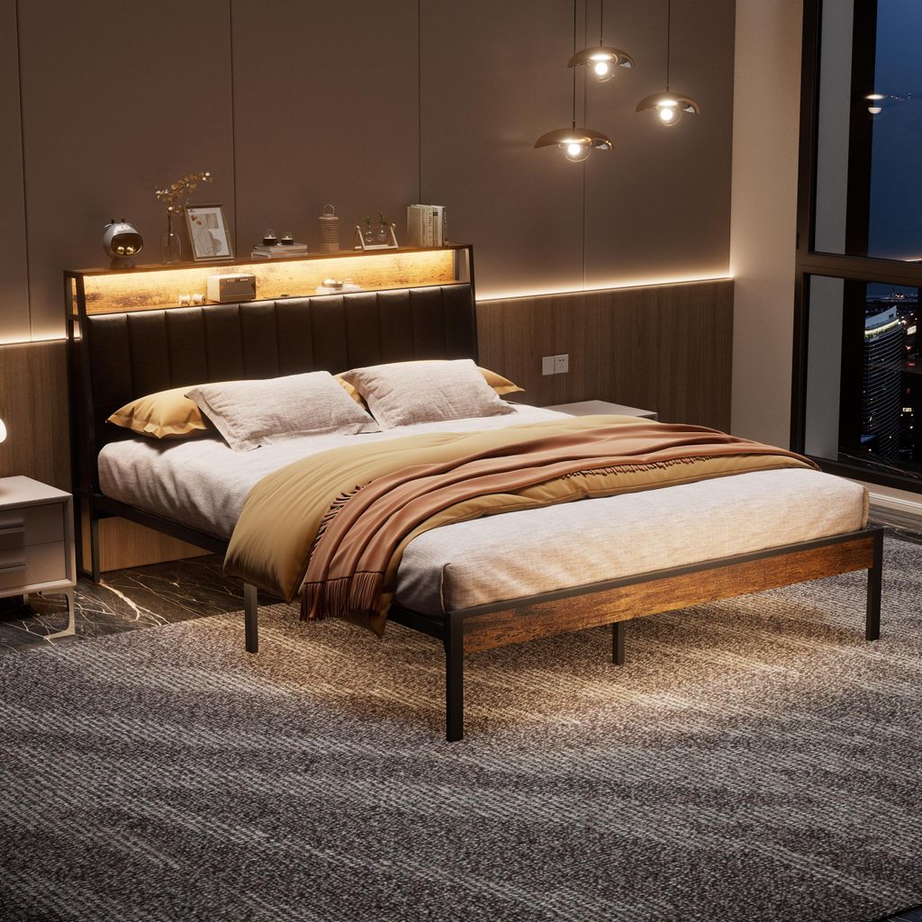 DEWINNER Cadre de lit 140 x 200 avec Sommier en métal, lit Image du produit 
