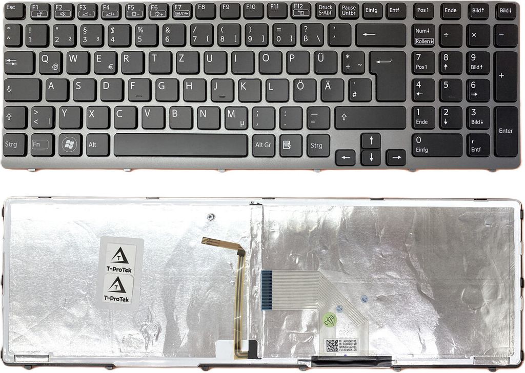 DEUTSCHE - Tastatur mit grau Rahmen Beleuchtung version 1 für Sony Vaio SVE1511