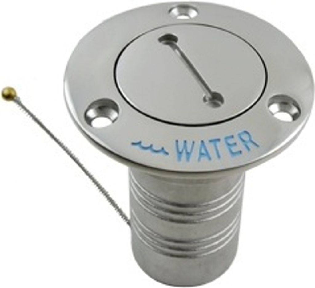 'allpa NIRO Deckeinfüllstütze ''Water'', Schlauchanschluss Ø38mm, Flansch Ø76mm, 0o Modell'