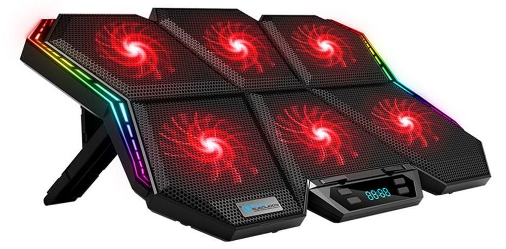 COOLCOLD K40 Touch-Version Notebook-Kühler, Notebook-Ständer, bunter Lichteffekt, einstellbare Windgeschwindigkeit, geeignet für Notebooks unter...