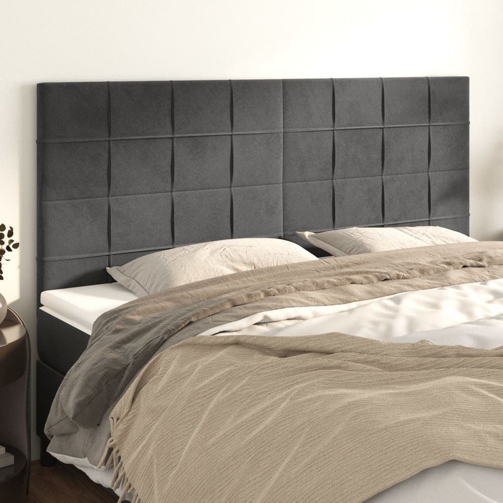 The Living Store Kopfteile 4 Stk. Dunkelgrau 100x5x78/88 cm Samt