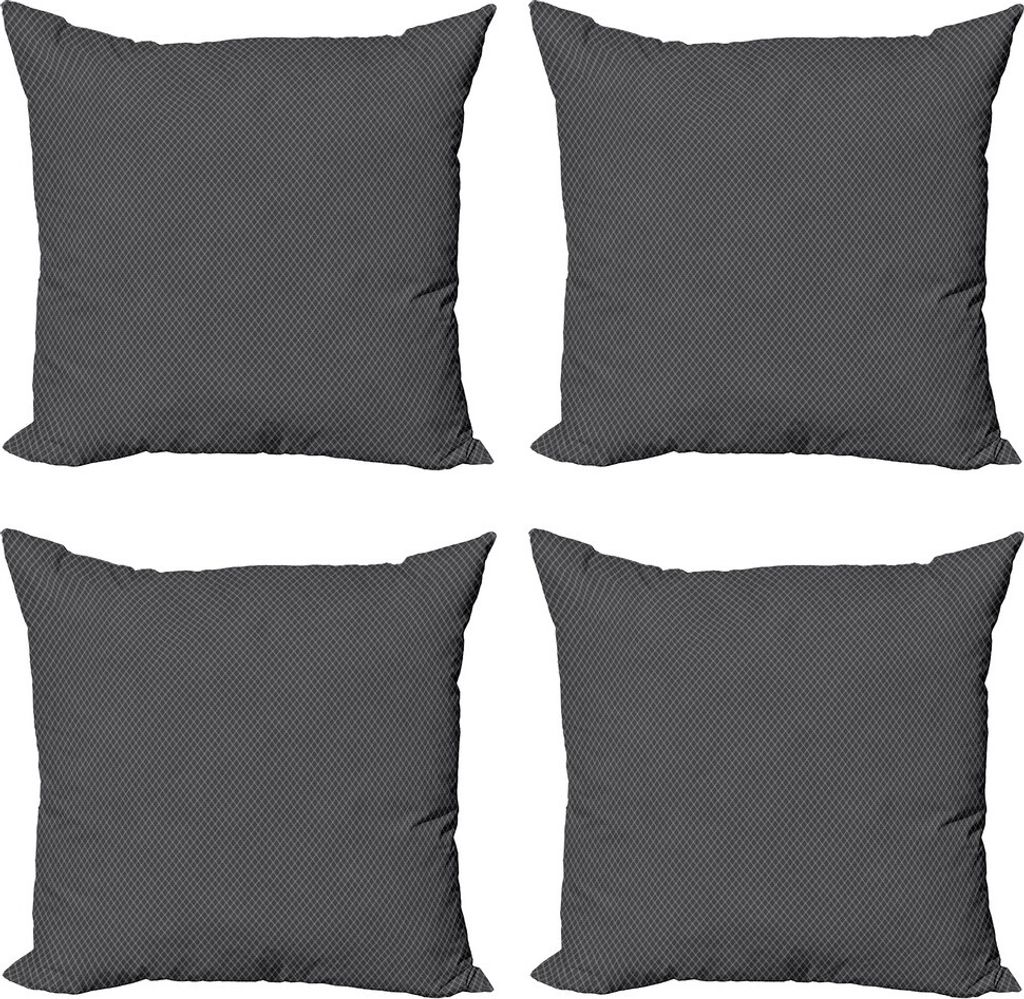 ABAKUHAUS Antiquität Kissenbezug Set (4 Stück), Vintage Trellis-Gitter, Moderner Doppelseitiger Digitaldruck, 60 cm x 60 cm, Grau und Dunkelgrau