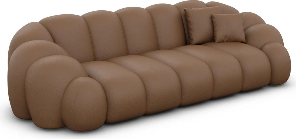 Echtleder 3-Sitzer Couch Liora Braun