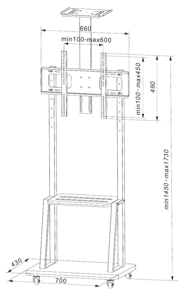 Support écran de signalisation 70" robuste Techly ICA-TR33